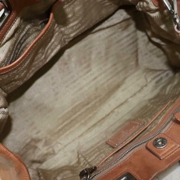 Prada Light Coffee Brown Leather Cross Body Purse Satchel - Picture 4 of 10